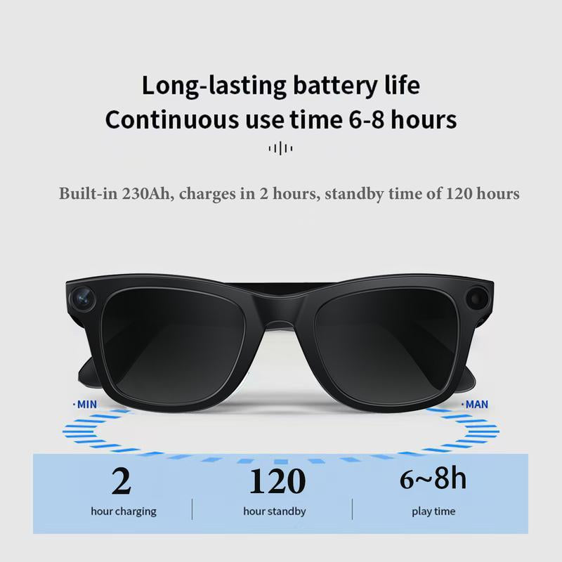 Alano Hub Touch-Control AI Smart Glasses with HD Cameras Bluetooth Voice Communication Lightweight Design Dual Interchangeable Lenses Day Night Switch Surround Sound Speakers