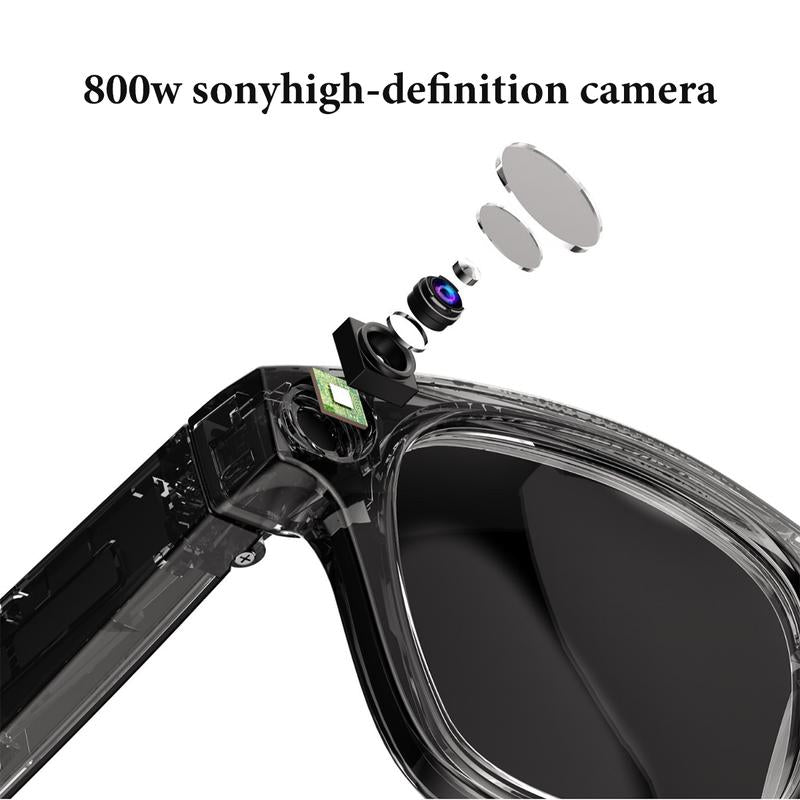 Alano Hub Touch-Control AI Smart Glasses with HD Cameras Bluetooth Voice Communication Lightweight Design Dual Interchangeable Lenses Day Night Switch Surround Sound Speakers