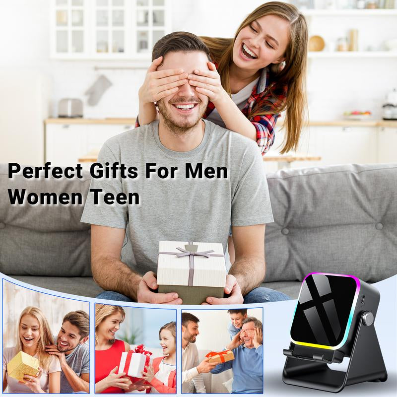 Wireless Induction Audio Speaker Stand, 5In1 Cellphone Holder, 3500Mah Rechargeable Emergency Power Bank,360° Adjustable Mobile Tablet Stand with Colorful Ambient Light Gifts for Men Women