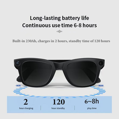 Alano Hub Touch-Control AI Smart Glasses with HD Cameras Bluetooth Voice Communication Lightweight Design Dual Interchangeable Lenses Day Night Switch Surround Sound Speakers